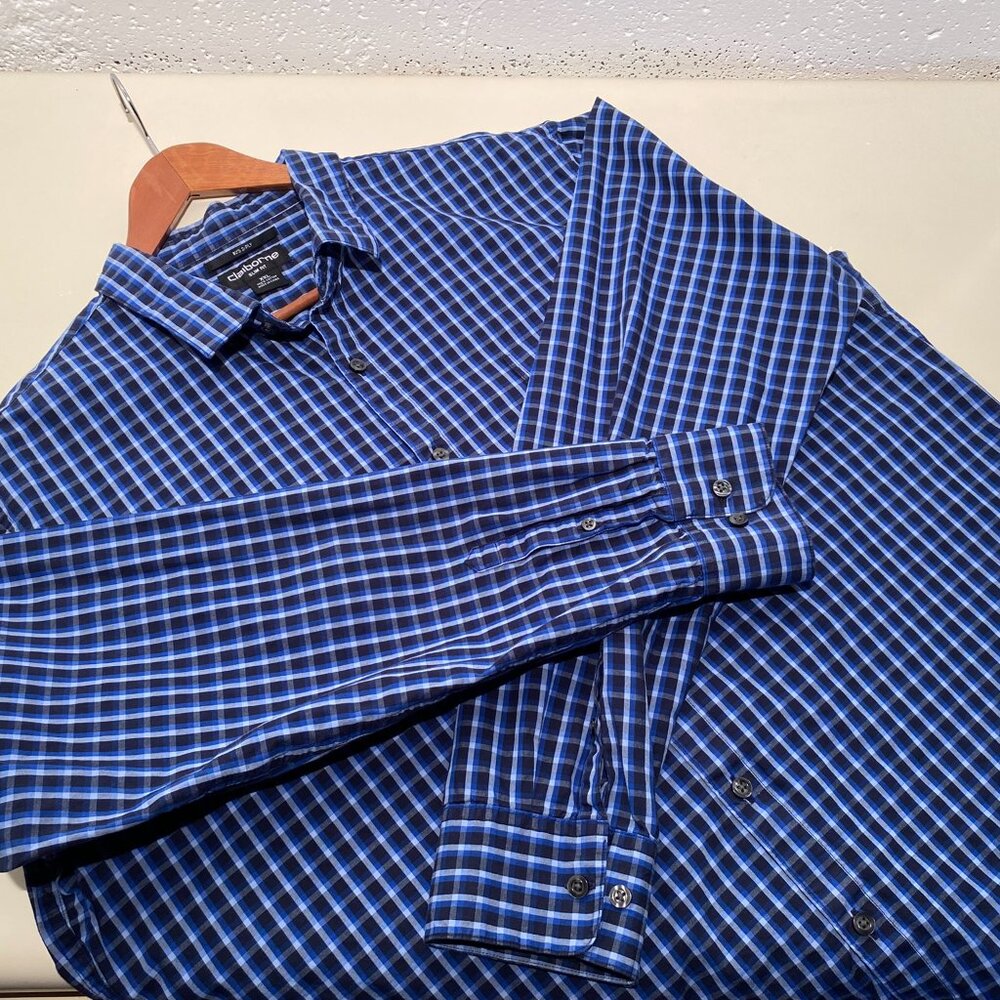 Claiborne Men's 2-Ply Slim Fit Checkered Button Down Shirt